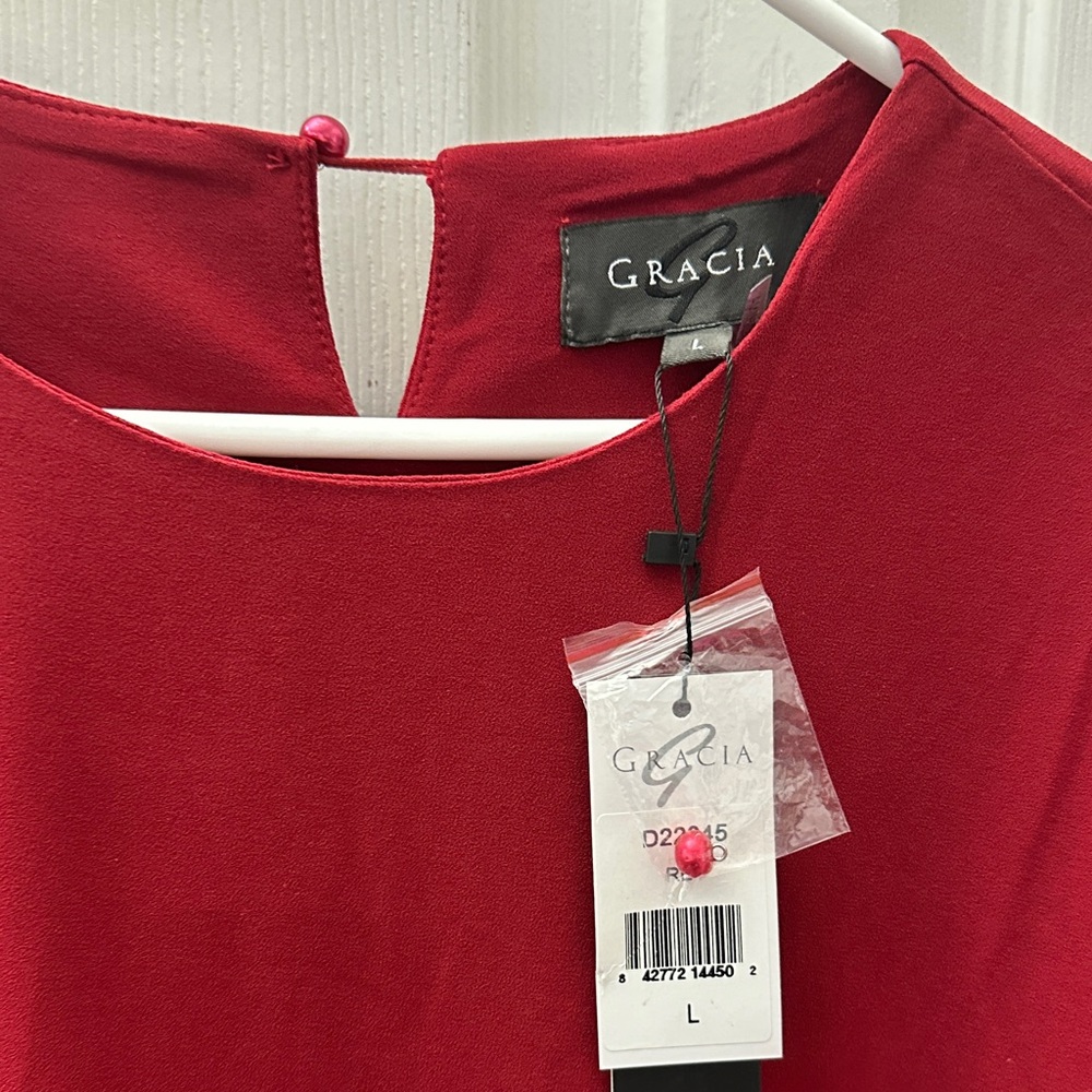 Chic Ruffle Sleeve Red Dress - Picture 3 of 4